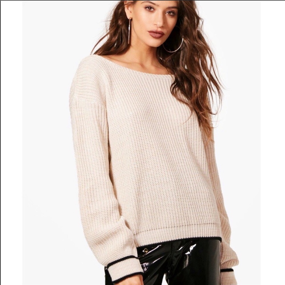 Boohoo Turn Up Cuff Slash Sweater